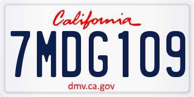 CA license plate 7MDG109