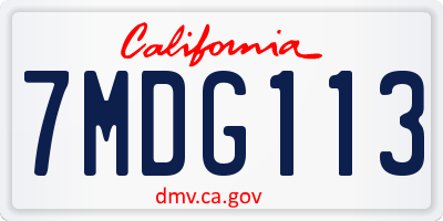 CA license plate 7MDG113