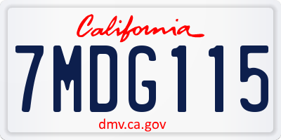 CA license plate 7MDG115