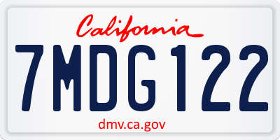 CA license plate 7MDG122