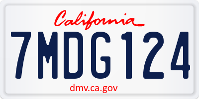 CA license plate 7MDG124