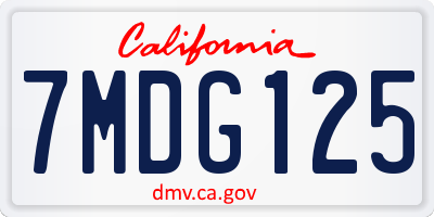 CA license plate 7MDG125