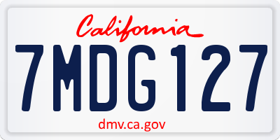 CA license plate 7MDG127