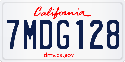 CA license plate 7MDG128