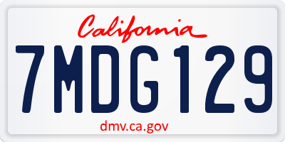 CA license plate 7MDG129
