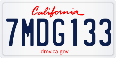 CA license plate 7MDG133