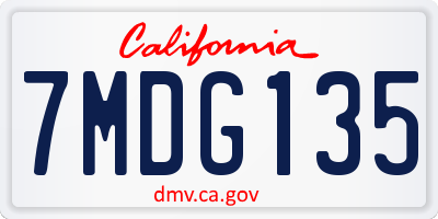 CA license plate 7MDG135