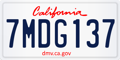 CA license plate 7MDG137