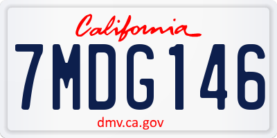 CA license plate 7MDG146