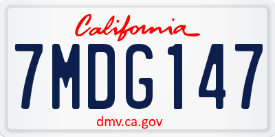 CA license plate 7MDG147