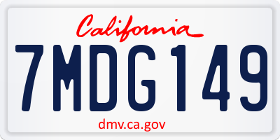 CA license plate 7MDG149