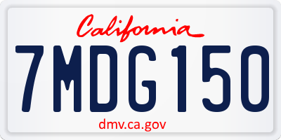 CA license plate 7MDG150