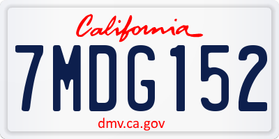 CA license plate 7MDG152