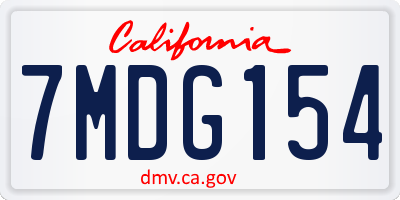 CA license plate 7MDG154