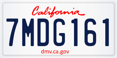 CA license plate 7MDG161