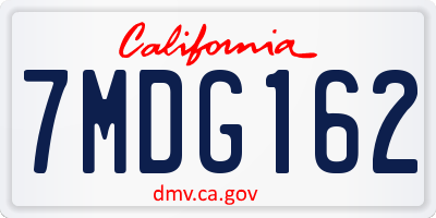 CA license plate 7MDG162