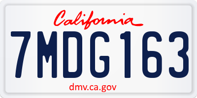 CA license plate 7MDG163