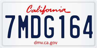 CA license plate 7MDG164