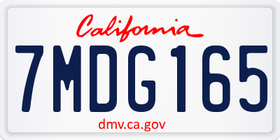 CA license plate 7MDG165