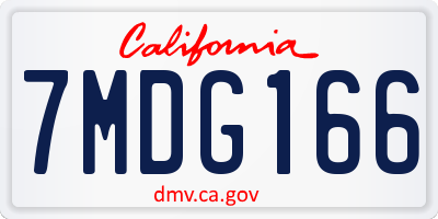 CA license plate 7MDG166