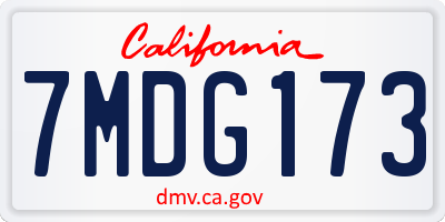 CA license plate 7MDG173