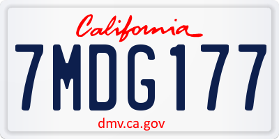 CA license plate 7MDG177