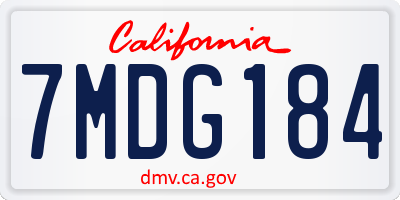 CA license plate 7MDG184