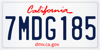 CA license plate 7MDG185