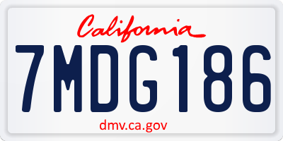 CA license plate 7MDG186