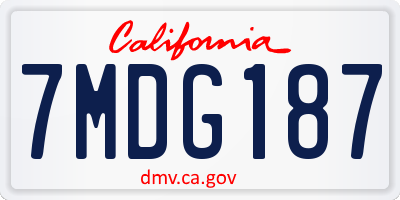 CA license plate 7MDG187