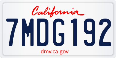 CA license plate 7MDG192