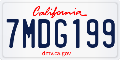 CA license plate 7MDG199