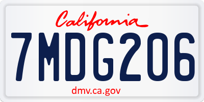 CA license plate 7MDG206