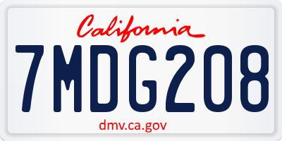 CA license plate 7MDG208