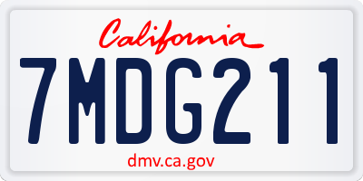 CA license plate 7MDG211