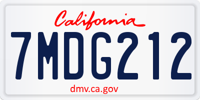 CA license plate 7MDG212
