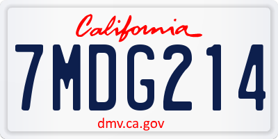 CA license plate 7MDG214