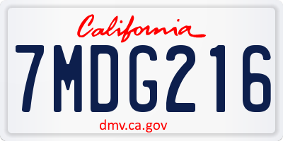 CA license plate 7MDG216