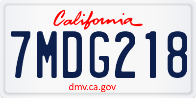 CA license plate 7MDG218