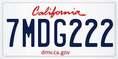 CA license plate 7MDG222