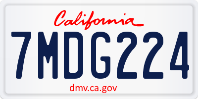 CA license plate 7MDG224