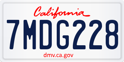 CA license plate 7MDG228