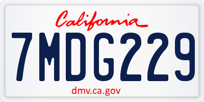 CA license plate 7MDG229