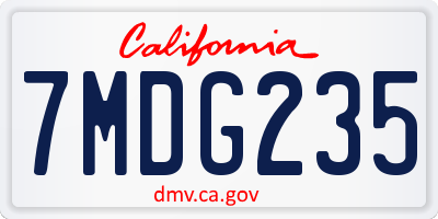 CA license plate 7MDG235