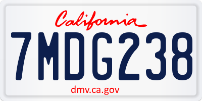 CA license plate 7MDG238