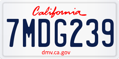CA license plate 7MDG239