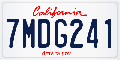 CA license plate 7MDG241