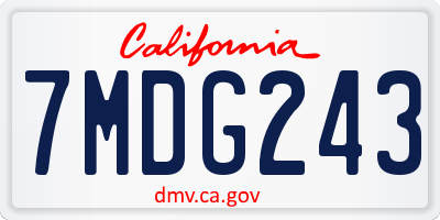 CA license plate 7MDG243