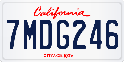 CA license plate 7MDG246