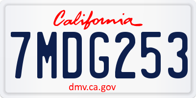 CA license plate 7MDG253